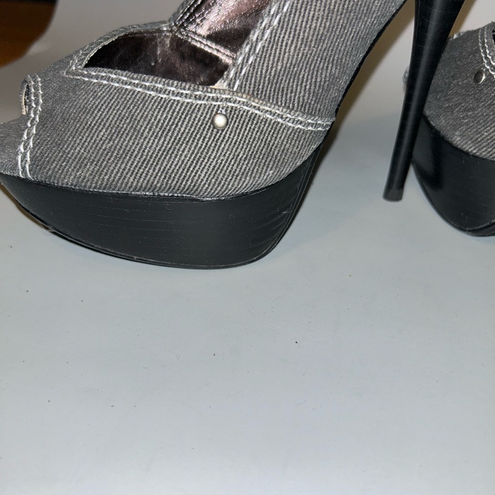 Pre loved denim style bakers platform heel - Picture 7 of 10